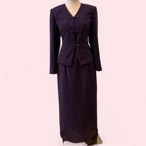 Plaza South Deep Purple Maxi Skirt Suit Frog Button Detail Size 6
